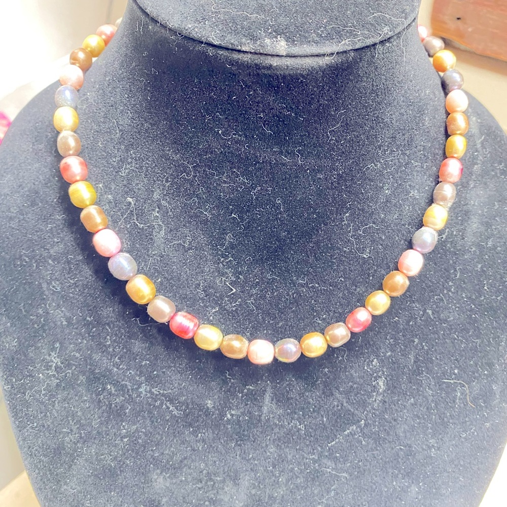 HANDCRAFTED 19” BEADED NECKLACE WITH STERLING SILVER 925 CLASP